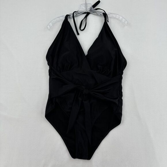 Unbranded Women Sz XXL‎ Black One Piece Bathing Suit tie Front Beach Cruise - Picture 3 of 8